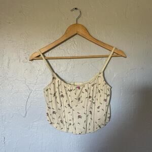 Out from Under Cream corset floral crop top spaghetti strap Cottagecore romantic